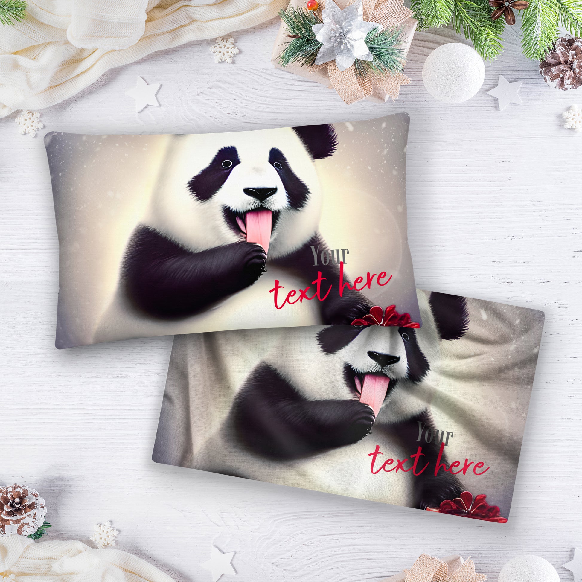 Personalized Christmas Pillow Case - Panda | Seepu | narrow
