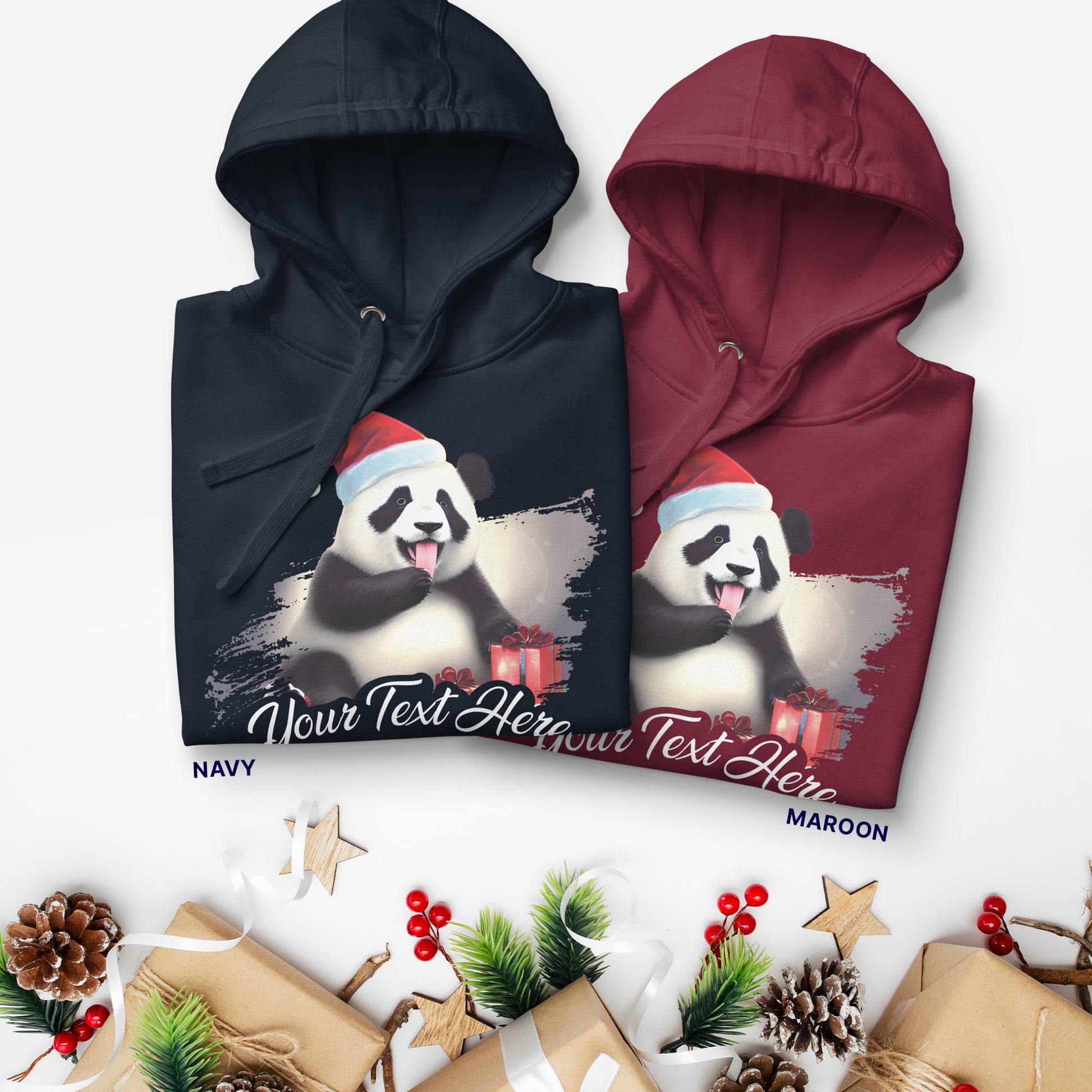 Personalized Unisex Hoodie Christmas Panda | navy and maroon |Seepu 