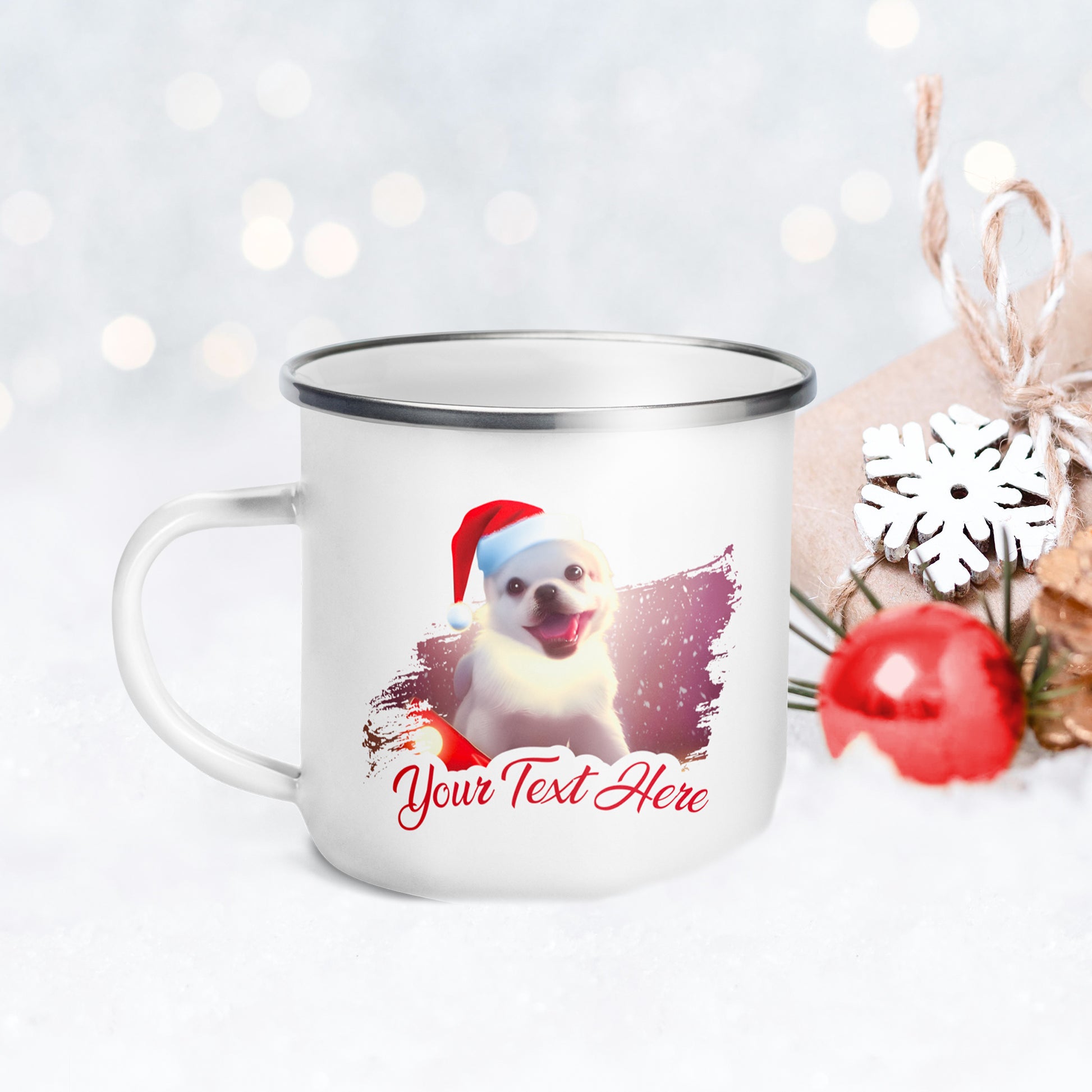 Personalized Christmas Enamel Mug - Dog | Seepu 