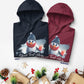 Personalized Unisex Hoodie Christmas Penguin | navy and maroon | Seepu