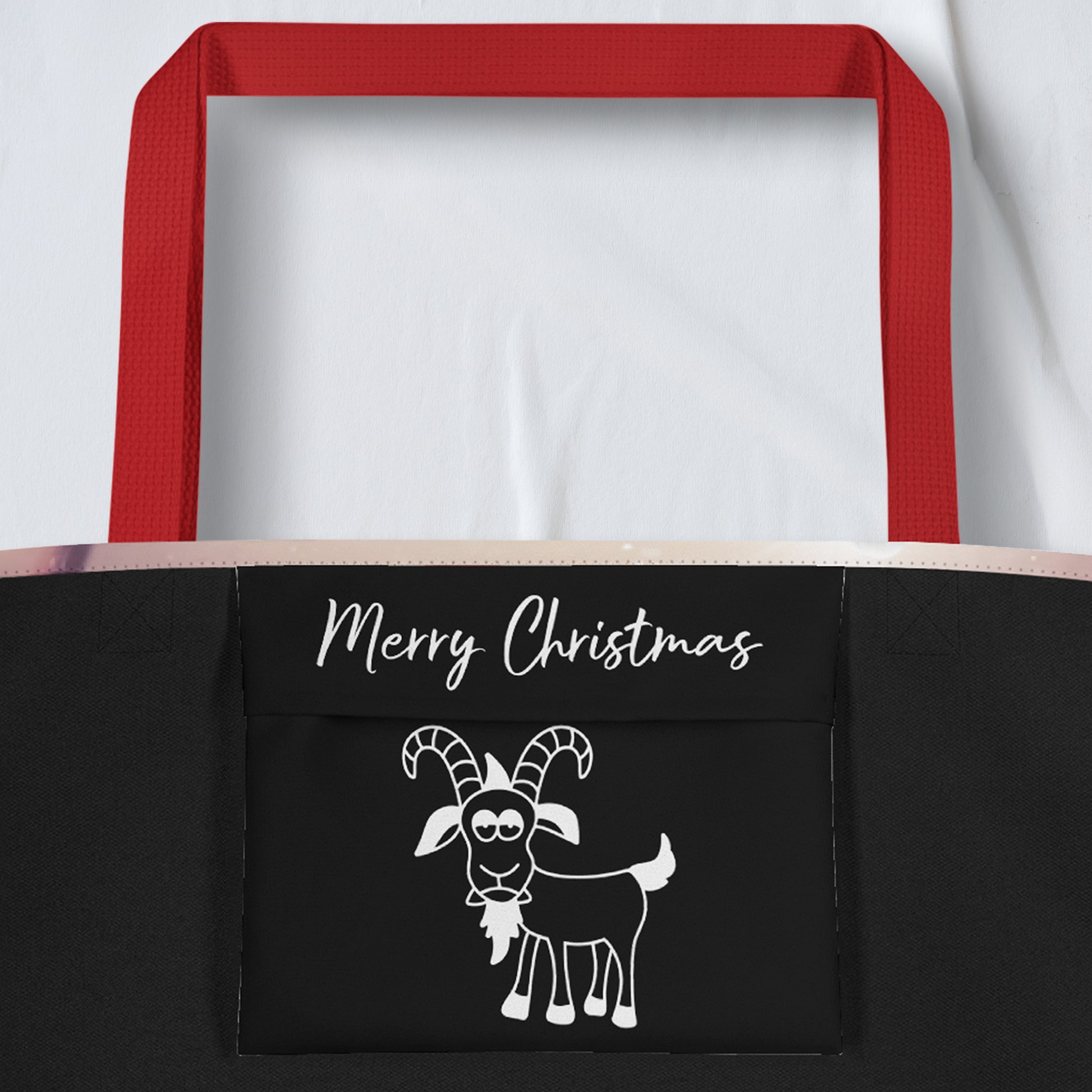 Christmas Large Tote Bag With Pocket - Goat | Seepu | pcket