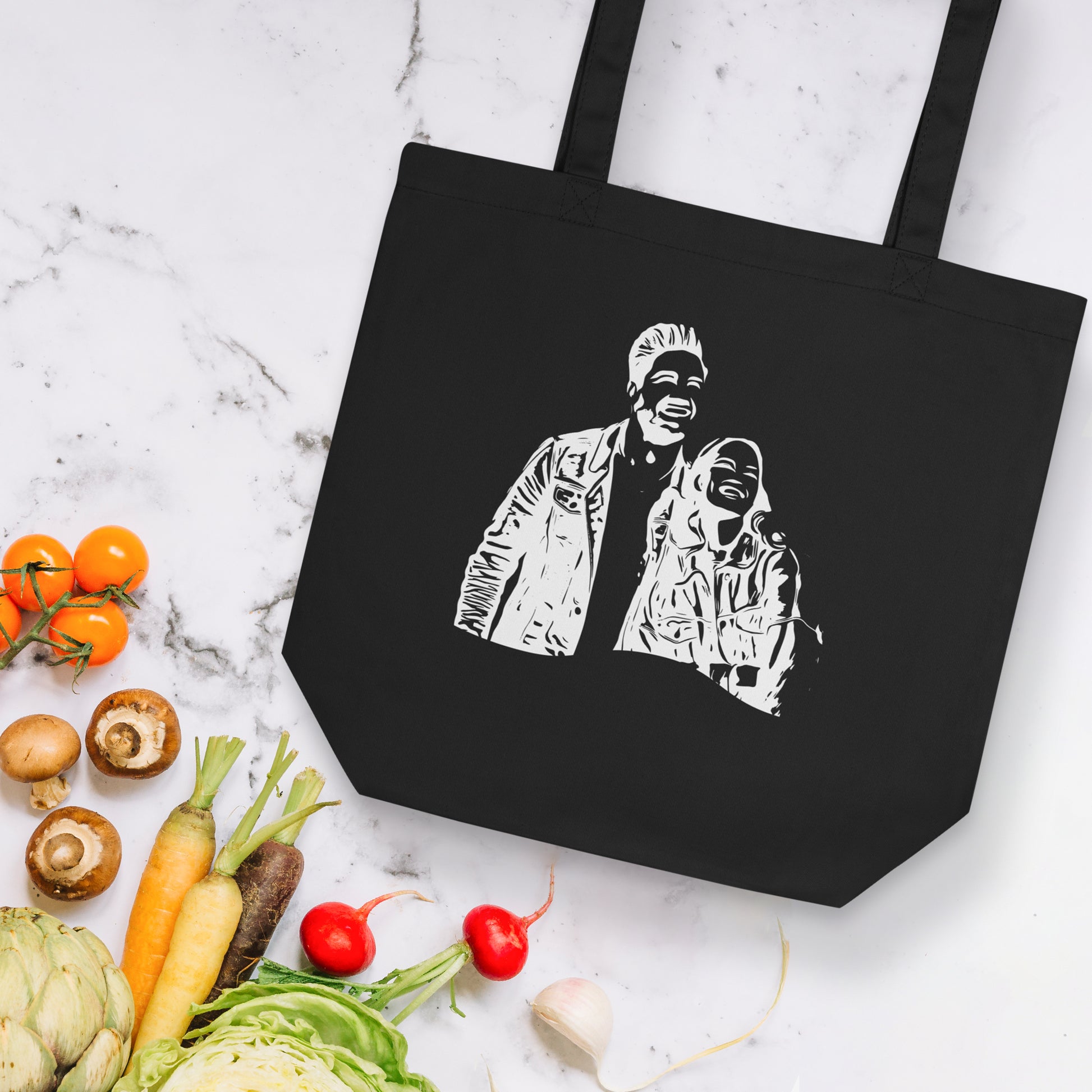 Personalized Line Drawing Eco Tote Bag | Seepu | black