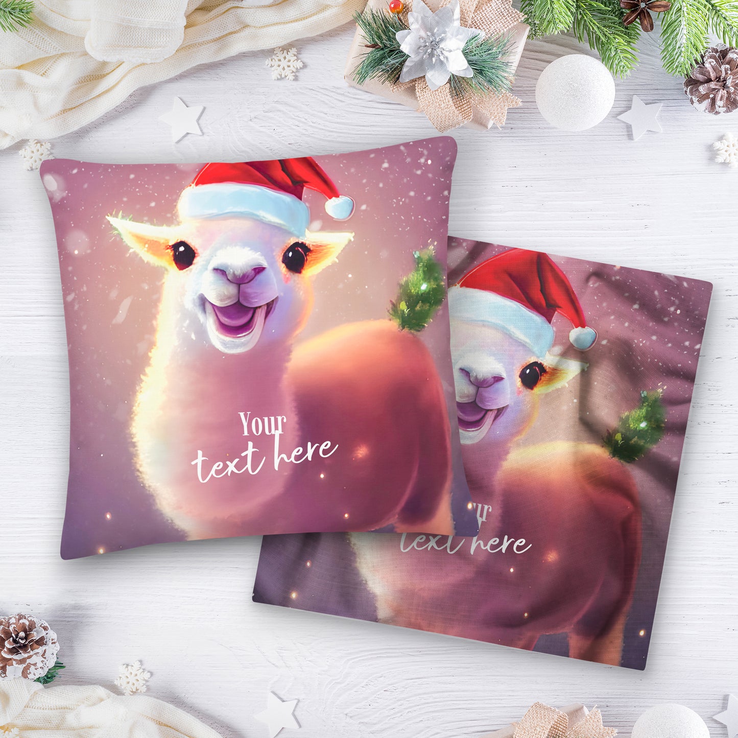 Personalized Christmas Pillow Case - Lama | Seepu | ;arge