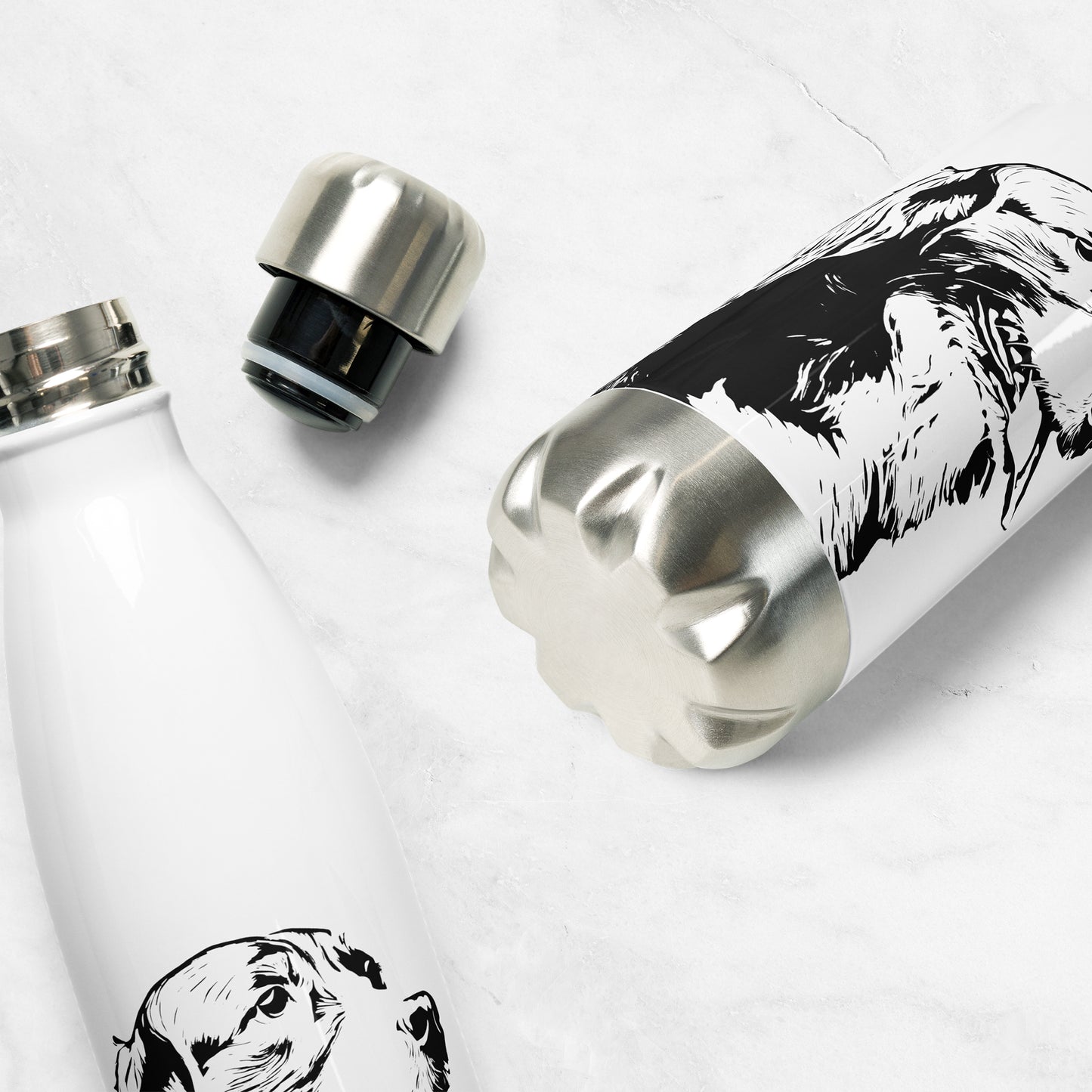 Personalized Pet Line Drawing Stainless Steel Water Bottle | Seepu | botton close-up