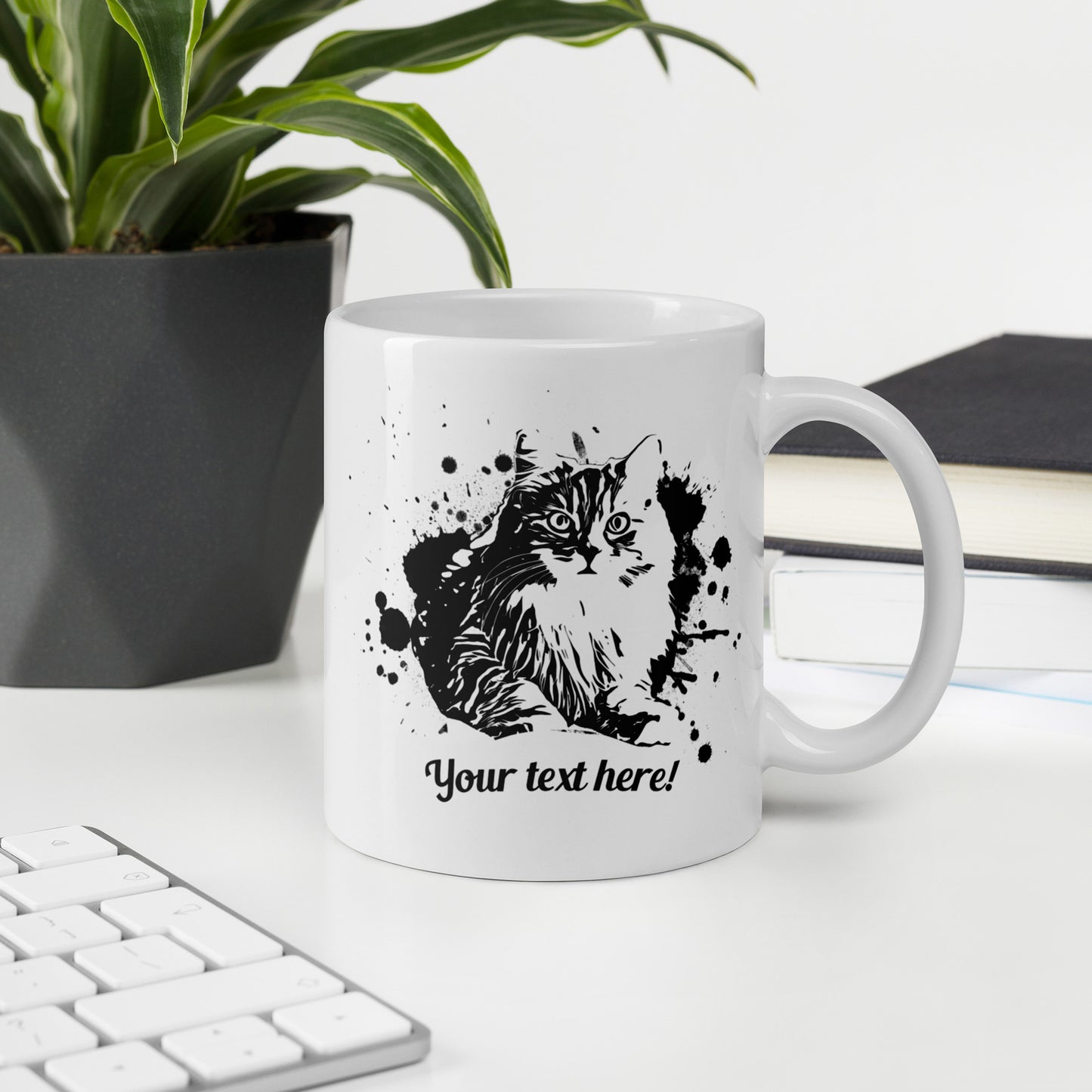 Personalized Pet Line Drawing Ceramic Mug | Seepu| cat with text