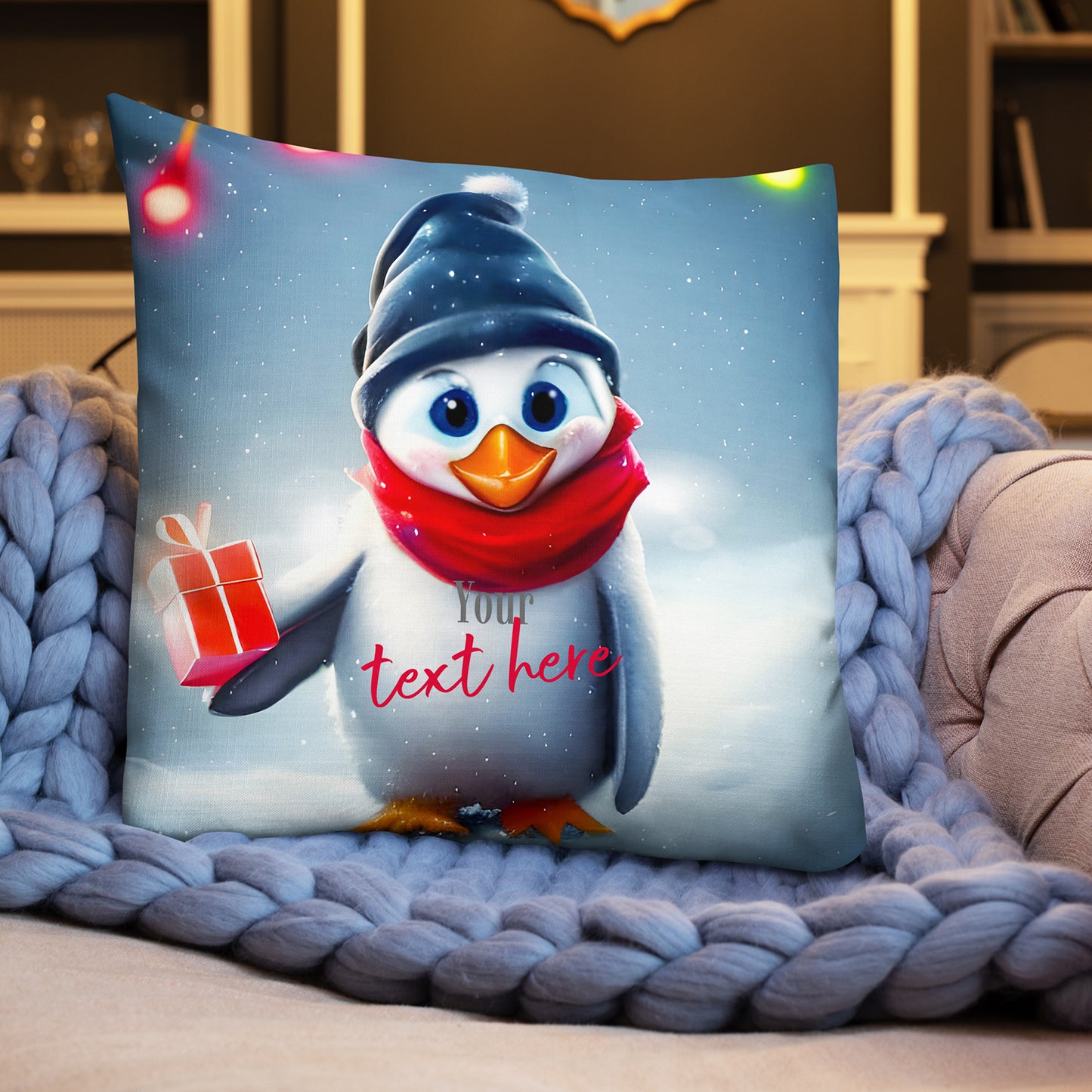 Personalized Christmas Pillow - Penguin | Seepu |  big