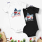 Personalized Christmas Baby Short Sleeve One Piece - Penguin | Seepu | black and white
