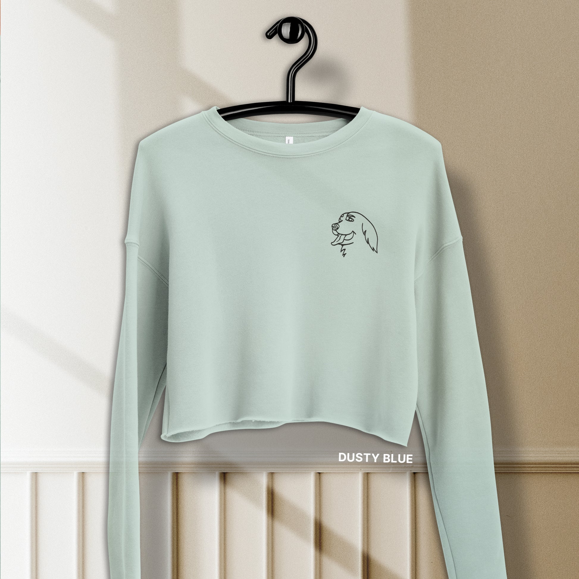 Personalized Pet Embroidery Women's Crop Sweatshirt | Seepu | dusty blue