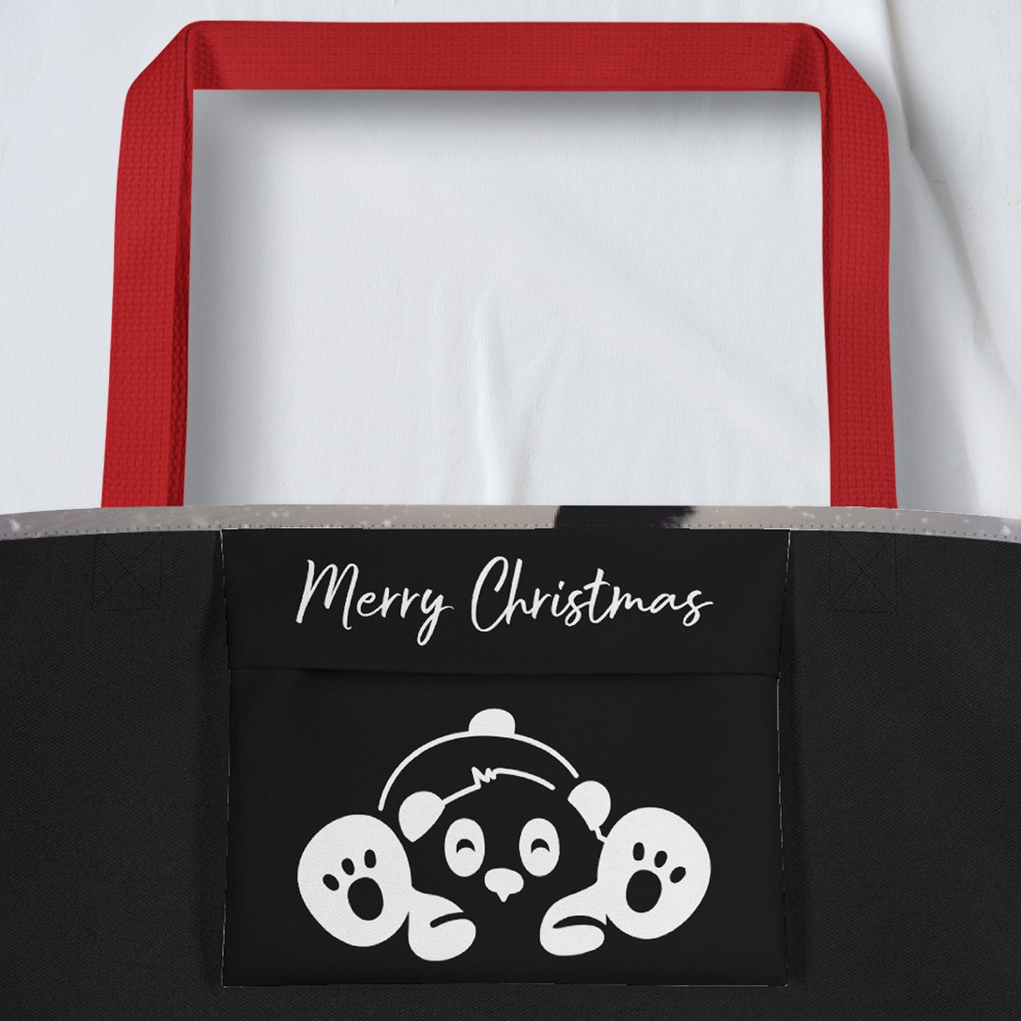 Christmas Large Tote Bag With Pocket - Panda | Seepu | pocket