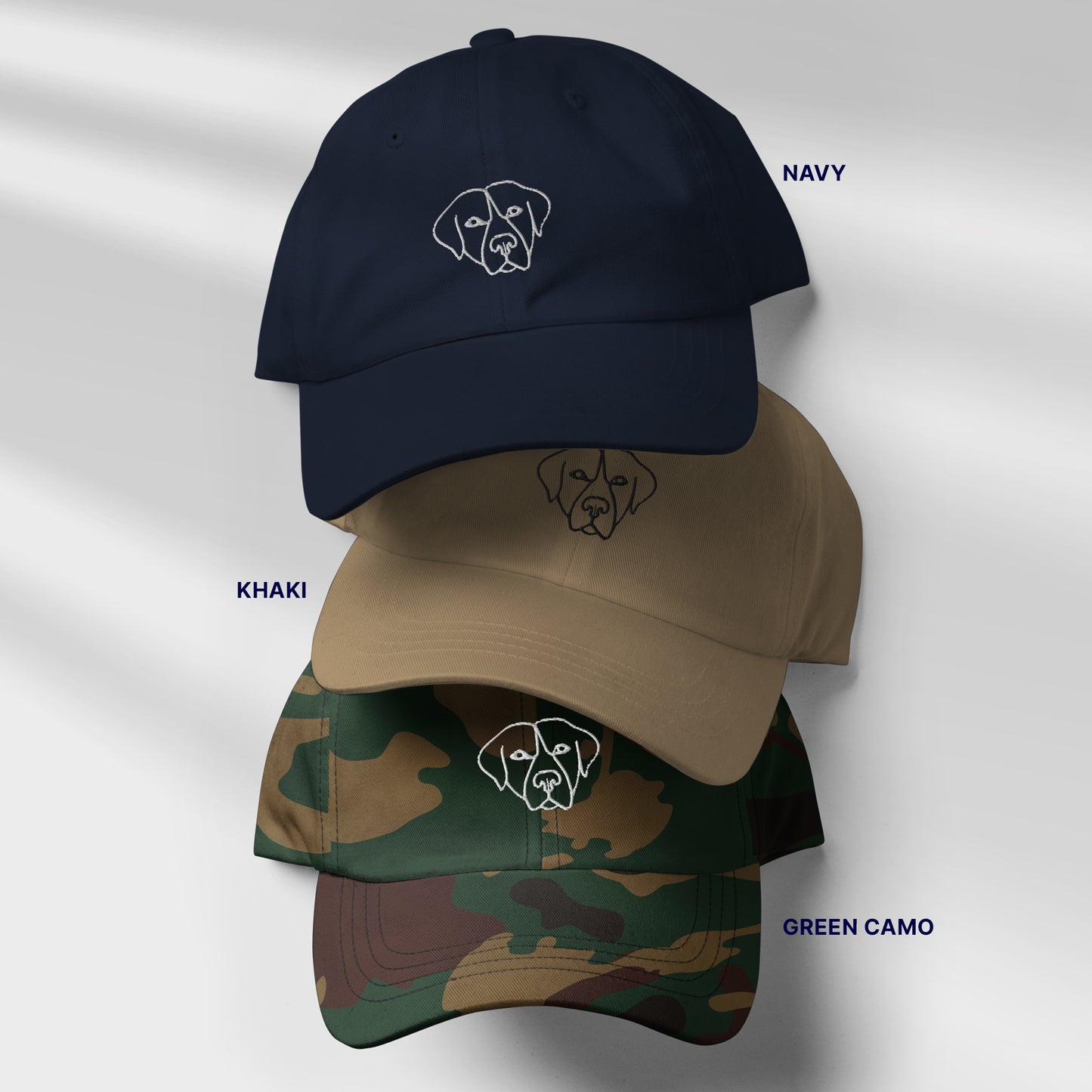 Personalized Pet Embroidery Cap | Seepu | navy, khaki, green camo