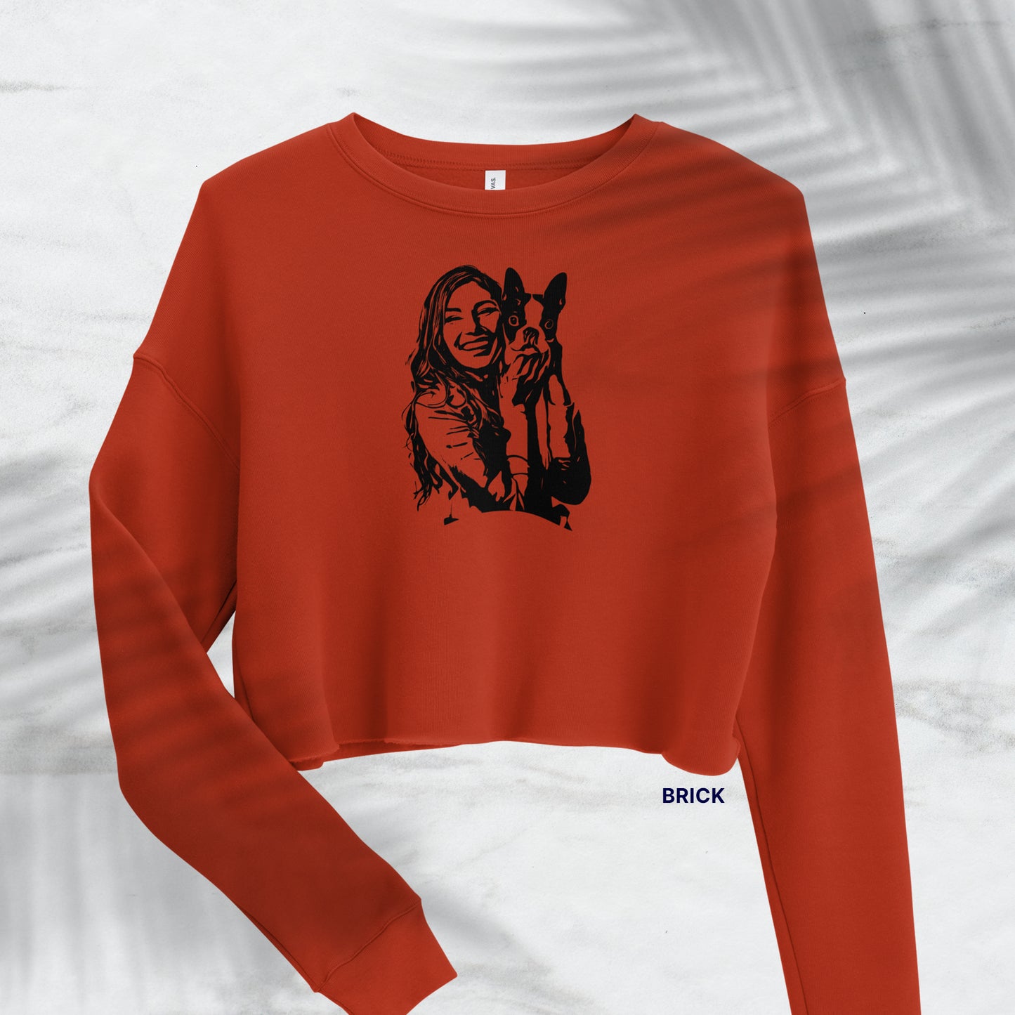 Personalized Line Drawing Crop Sweatshirt | Seepu| brick