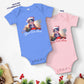 Personalized Christmas Baby Short Sleeve One Piece - Cat | Seepu | blue and pink