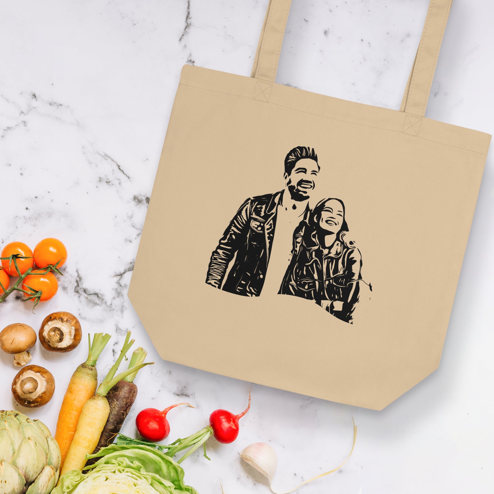 Personalized Line Drawing Eco Tote Bag | Seepu | oyster