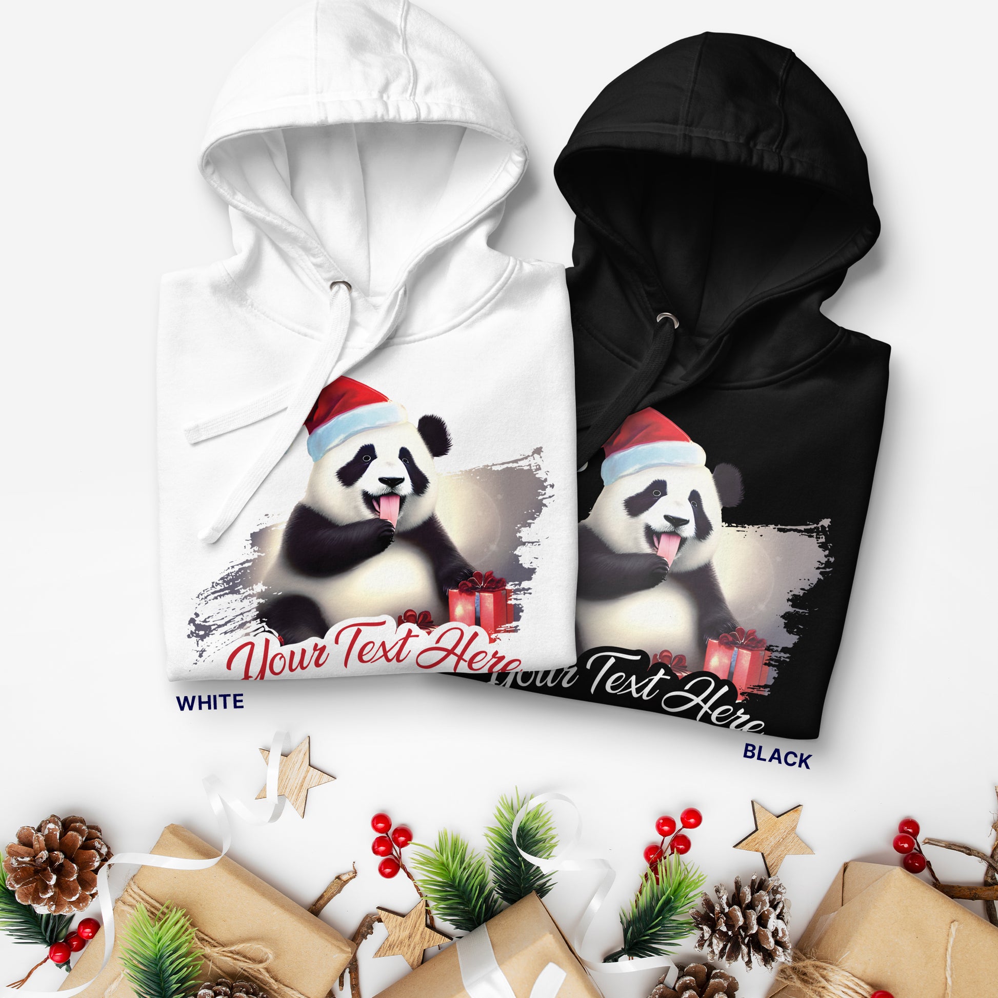 Personalized Unisex Hoodie Christmas Panda | white and black | Seepu 