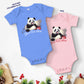 Personalized Christmas Baby Short Sleeve One Piece - Panda | Seepu | blue and pink