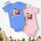 Personalized Christmas Baby Short Sleeve One Piece - Lama | Seepu | blue and pink