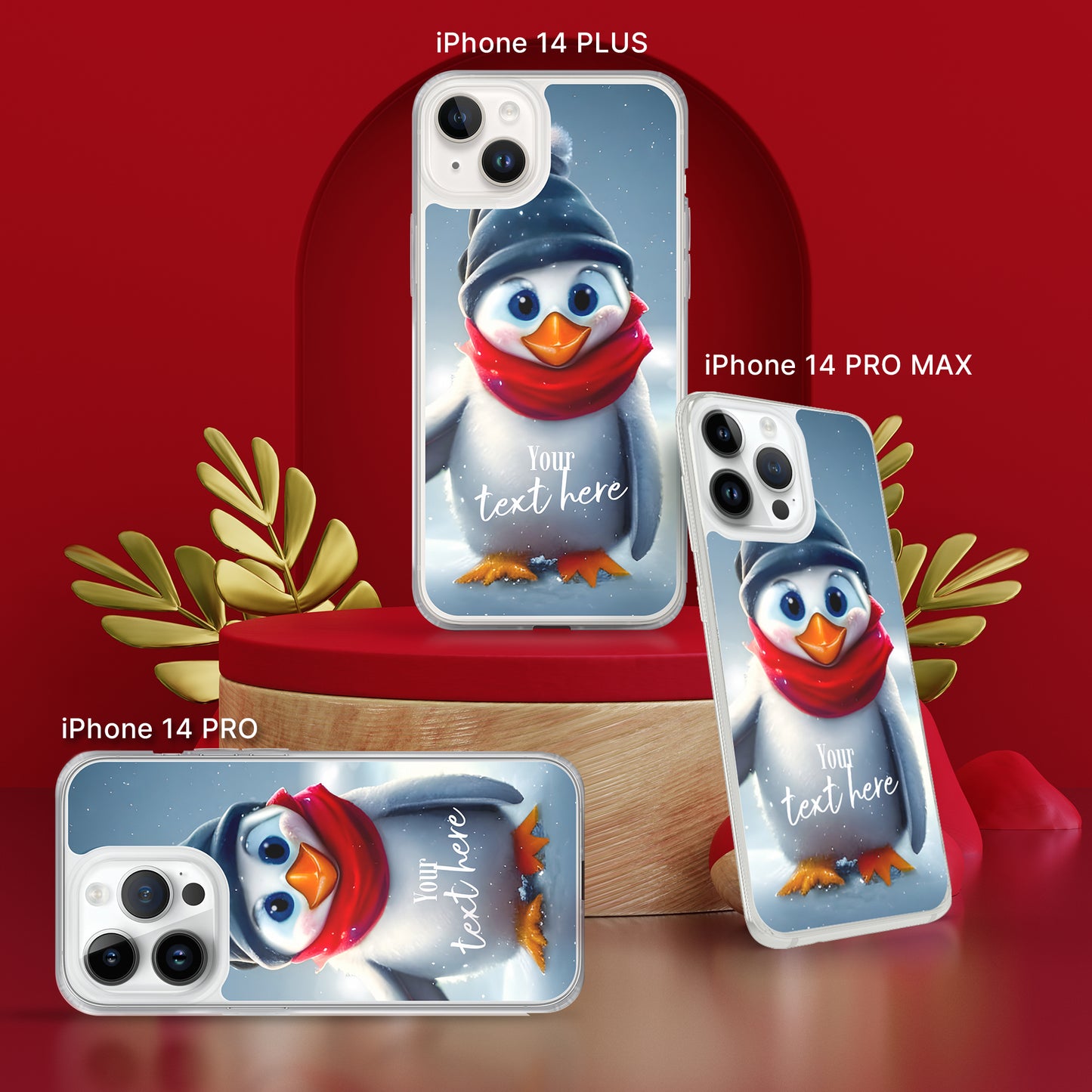 Personalized Christmas iPhone Case - Penguin | Seepu | 14 PRO, 14 PLUS, 14 PRO MAX