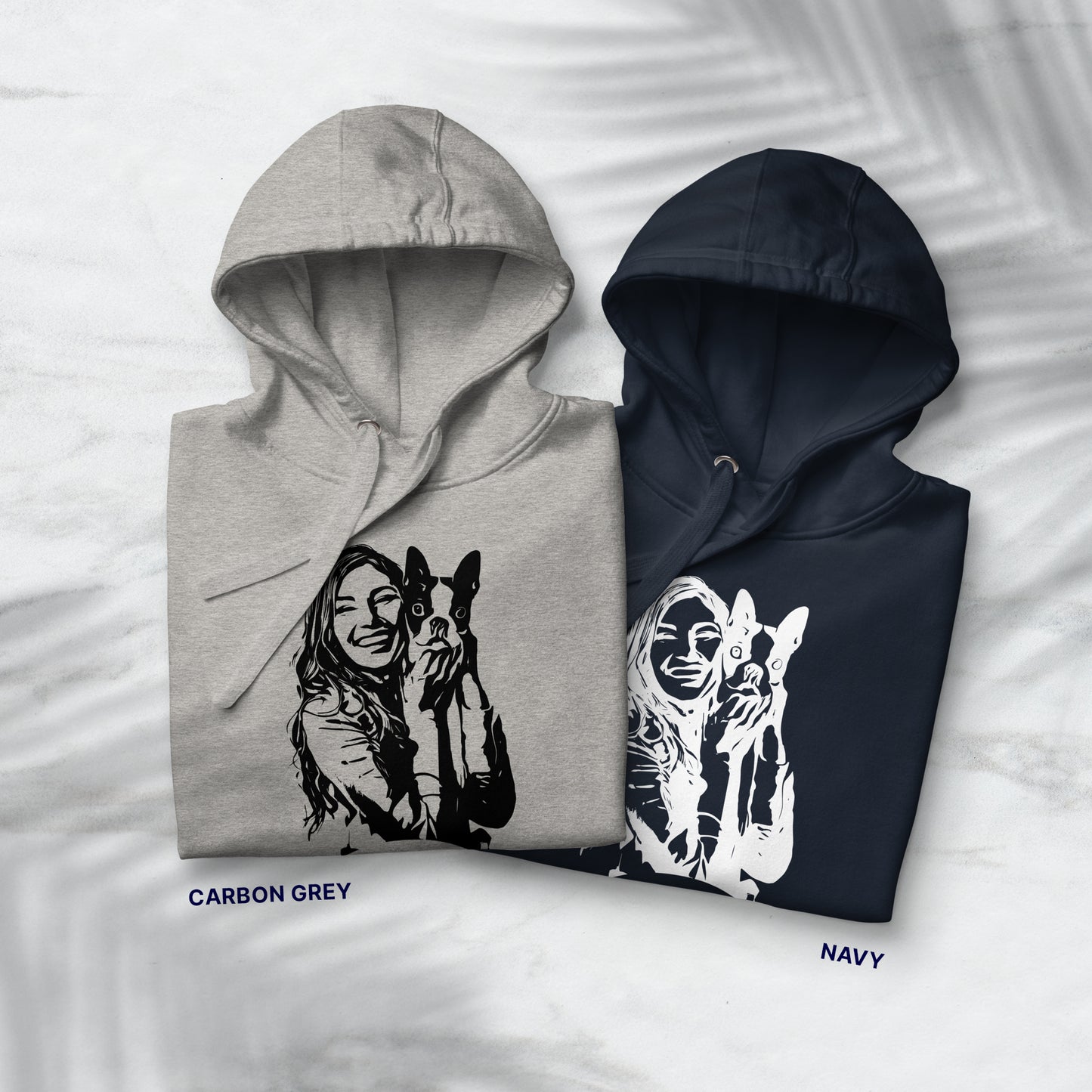 Personalized Line Drawing Unisex Hoodie | Seepu | grey and navy