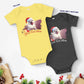 Personalized Christmas Baby Short Sleeve One Piece - Dog | Seepu| yellow and grey