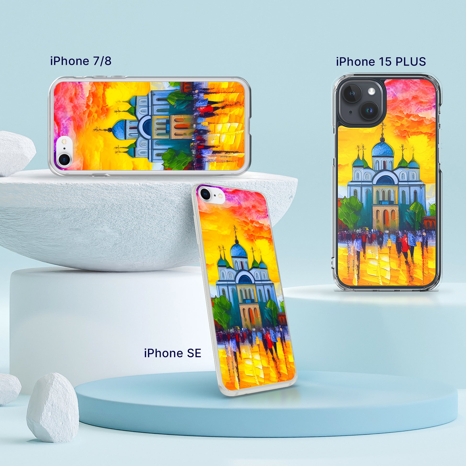 Fashionable iPhone Case with cityscape painting - Sofia Aleksander Nevsky | Seepu | 7/8, 15 PLUS, SE