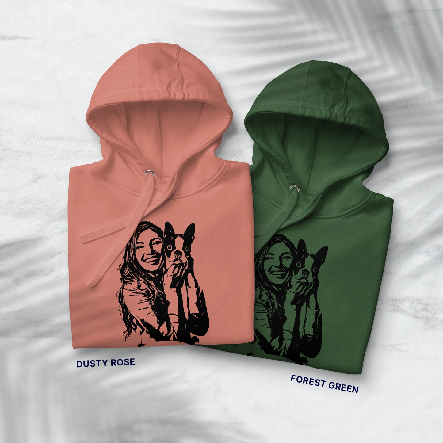 Personalized Line Drawing Unisex Hoodie | Seepu | rose and green
