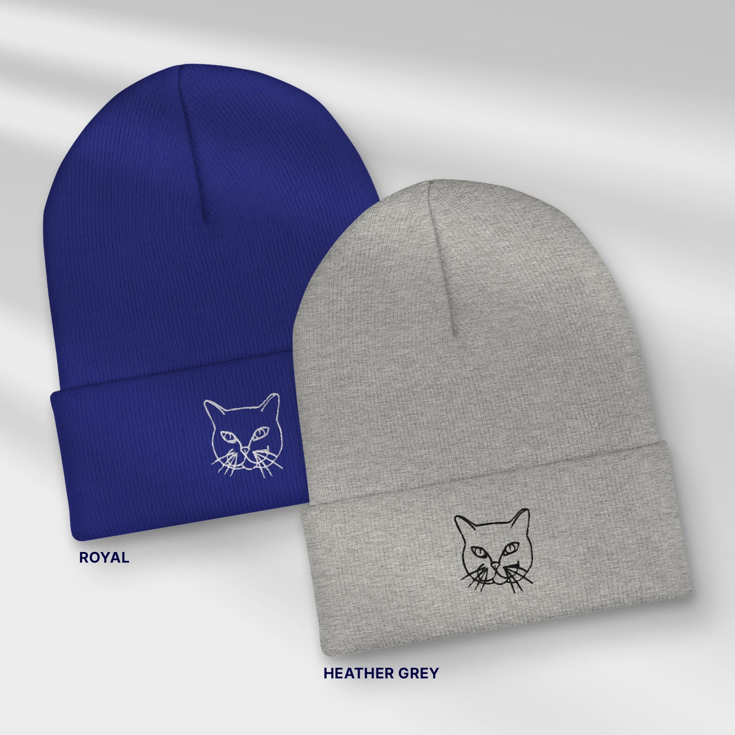 Personalized Pet Embroidery Cuffed Beanie | Seepu| royal and heather grey