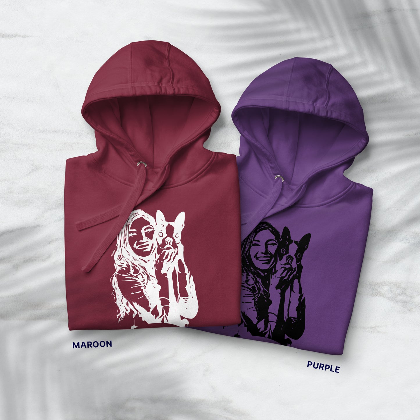  Personalized Line Drawing Unisex Hoodie | Seepu | maroon and purple