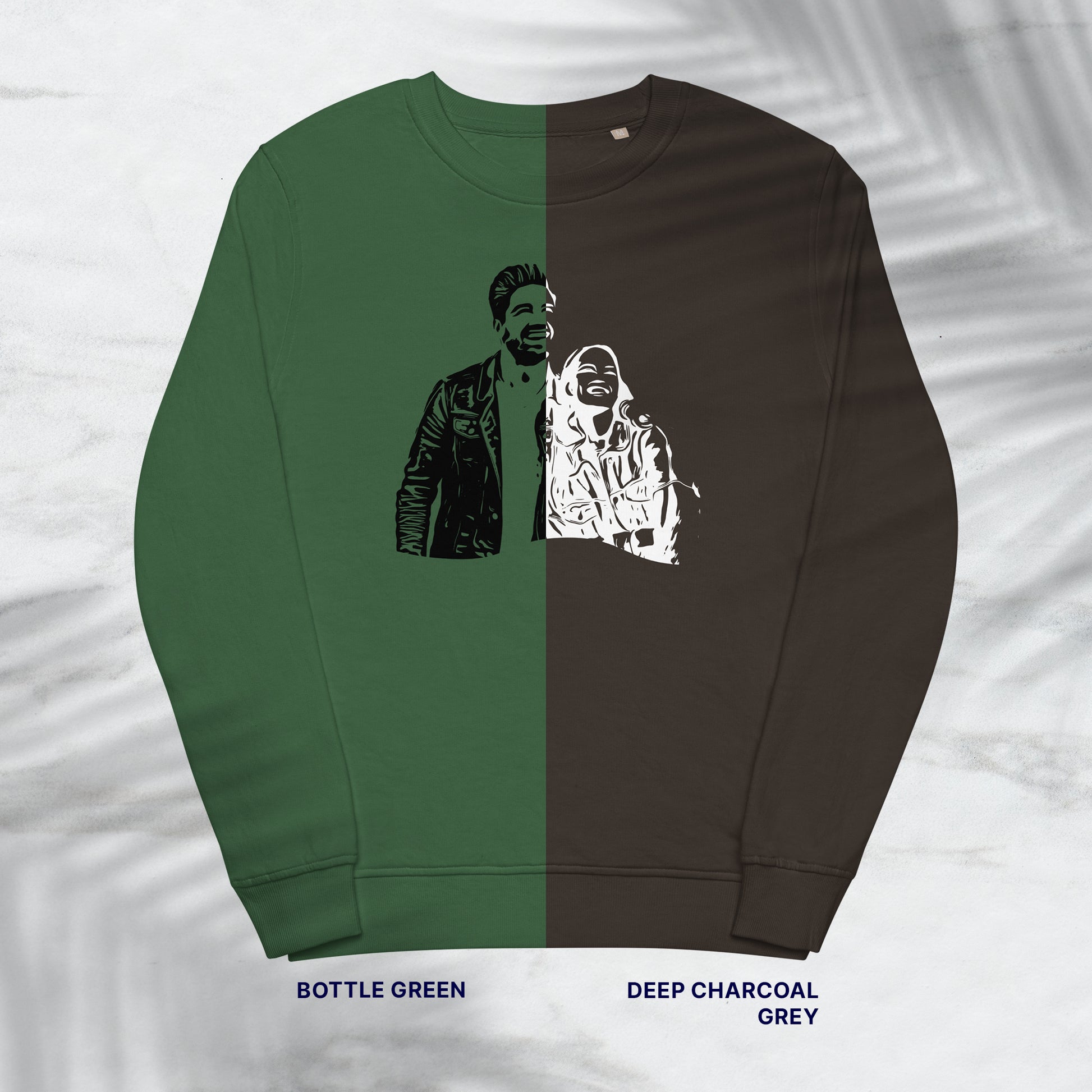 Personalized Line Drawing Unisex Organic Sweatshirt | Seepu | green and gret