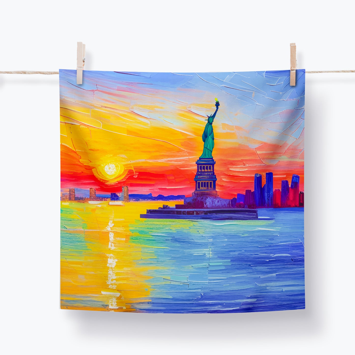 Two-sided premium pillow case with cityscape painting print - New York | Seepu
