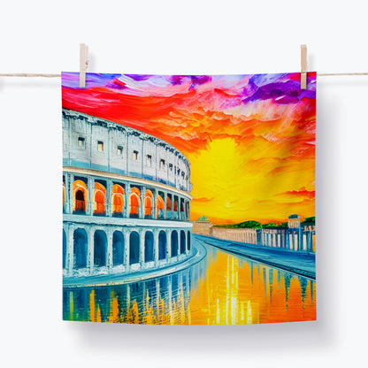 Two-sided premium pillow case with cityscape painting print - Rome | Seepu