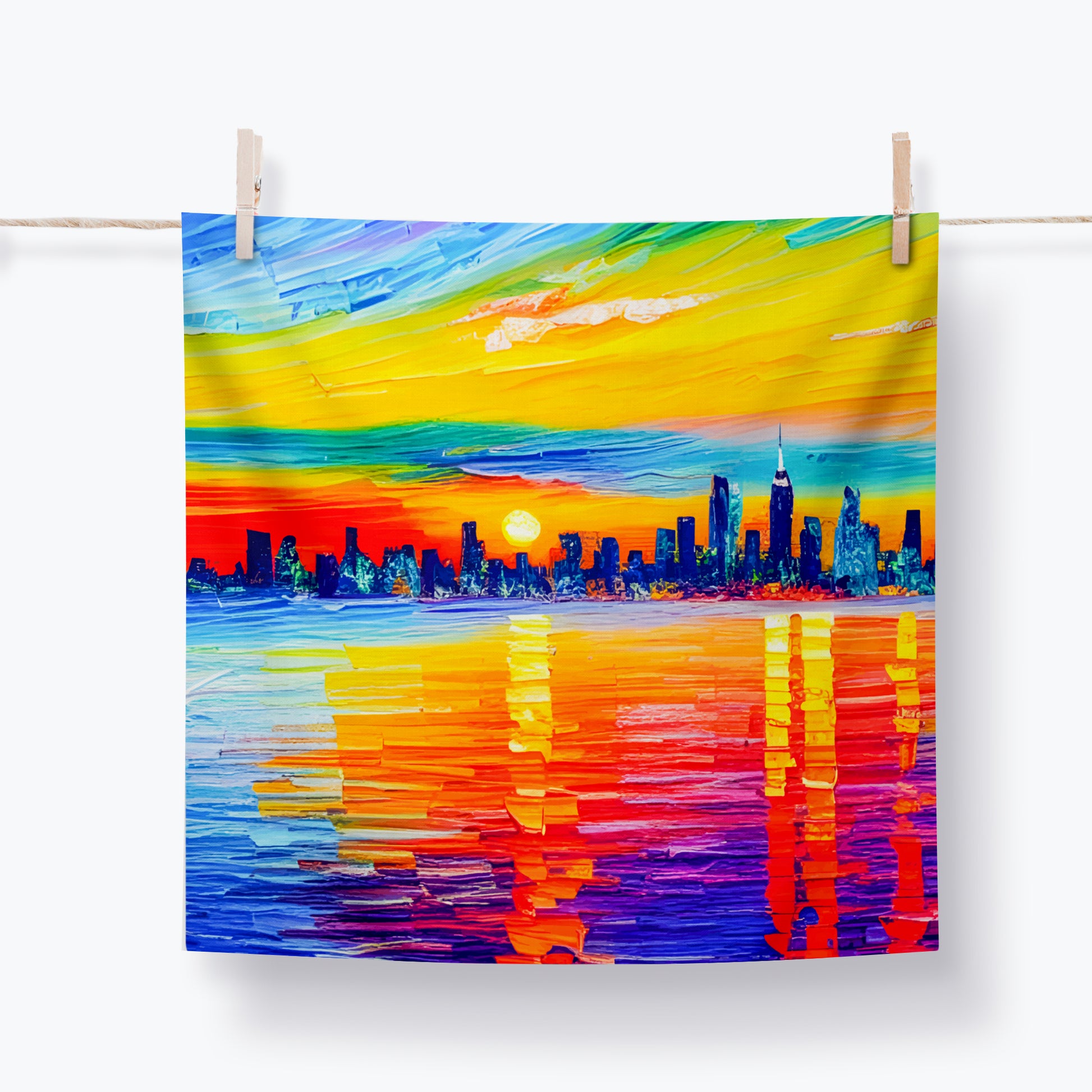 Two-sided premium pillow case with cityscape painting print - New York  | Seepu