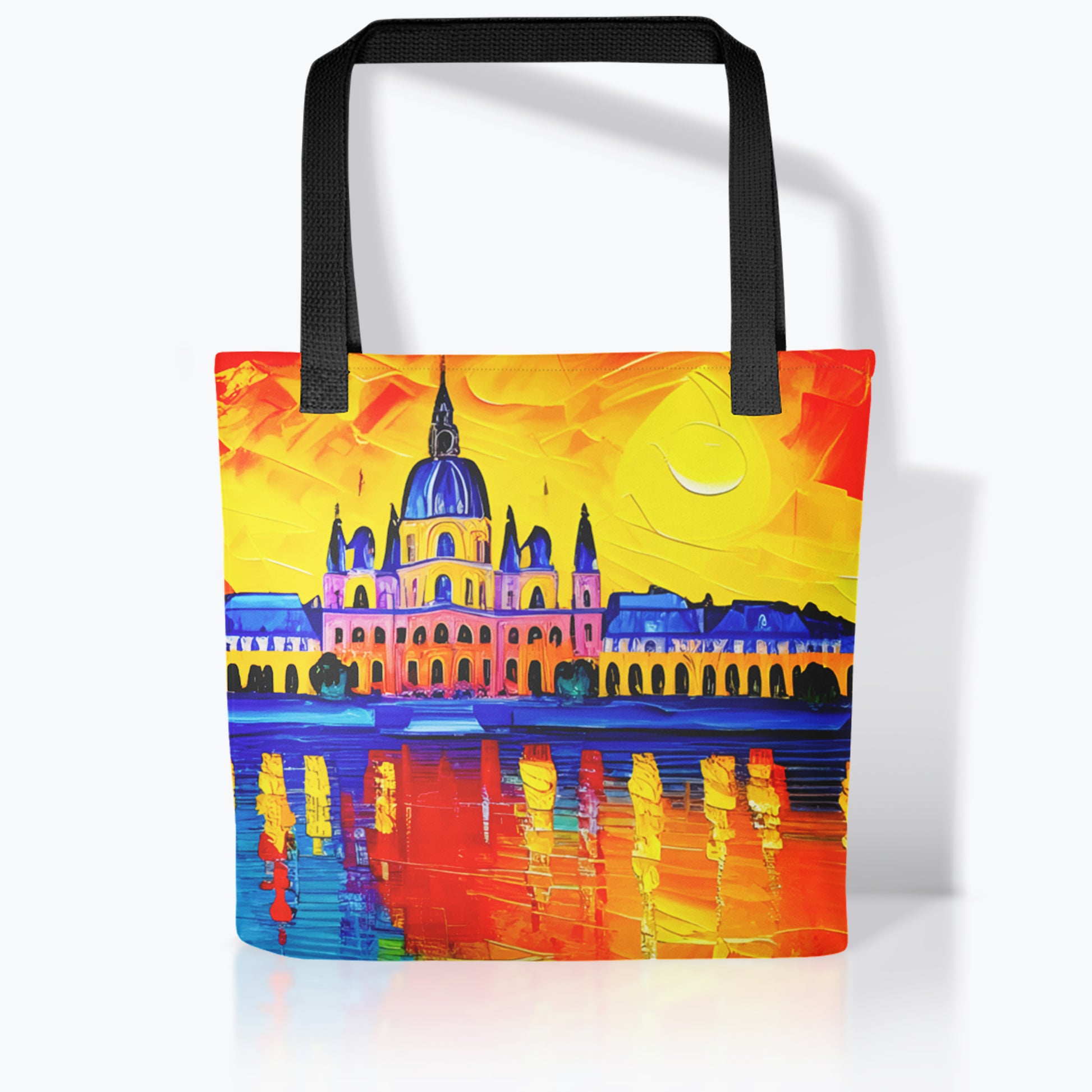 Large tote bag with cityscape painting - Vienna | Seepu