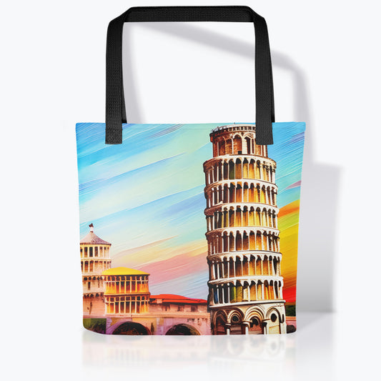 Stylish and spacious tote bag with Pisa print | Seepu