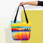Large tote bag with cityscape painting - New York | Seepu