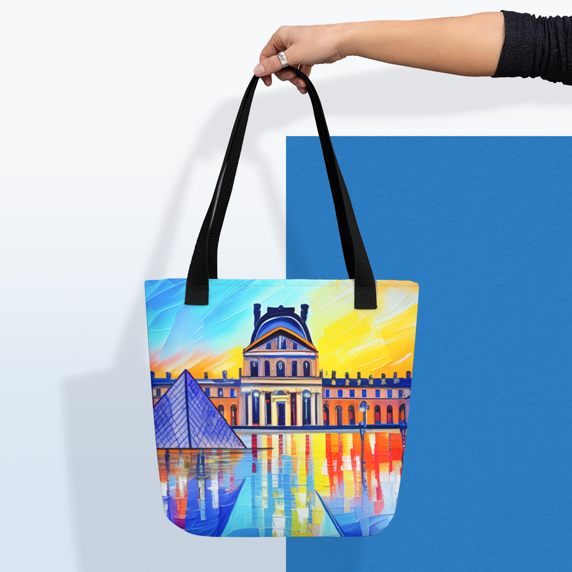 Large tote bag with cityscape painting - Paris | Seepu