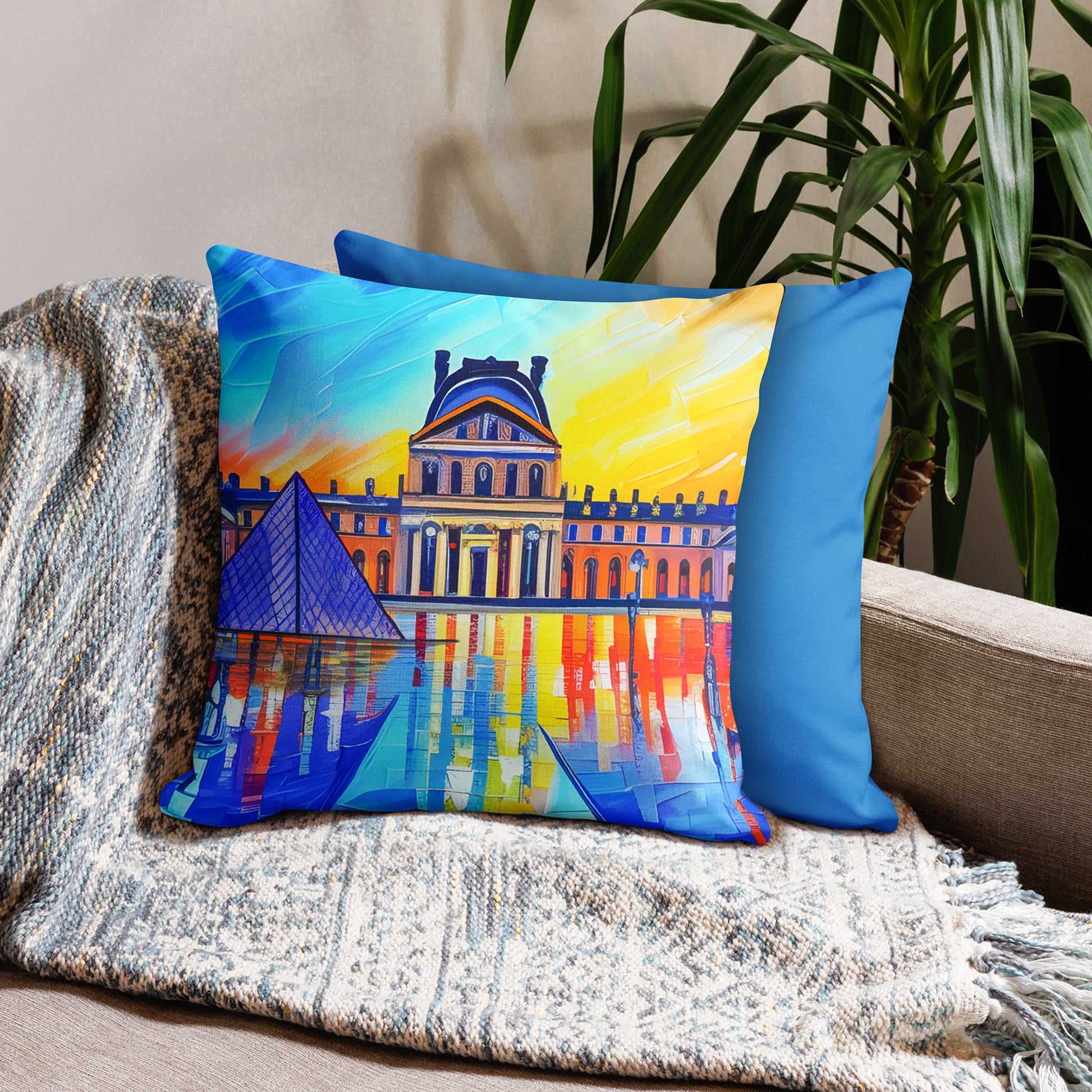 Two-sided premium pillow case with cityscape painting print - Paris | Seepu