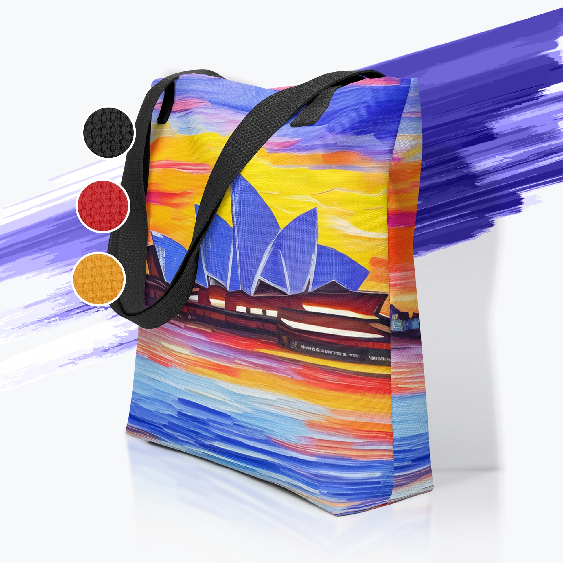 Large tote bag with cityscape painting - Sydney | Seepu