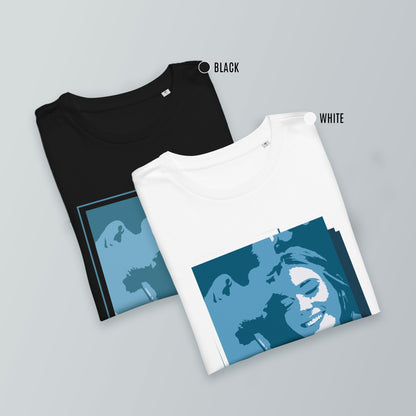 Personalized Men's T-Shirt in black and white- Blue Portrait | Seepu