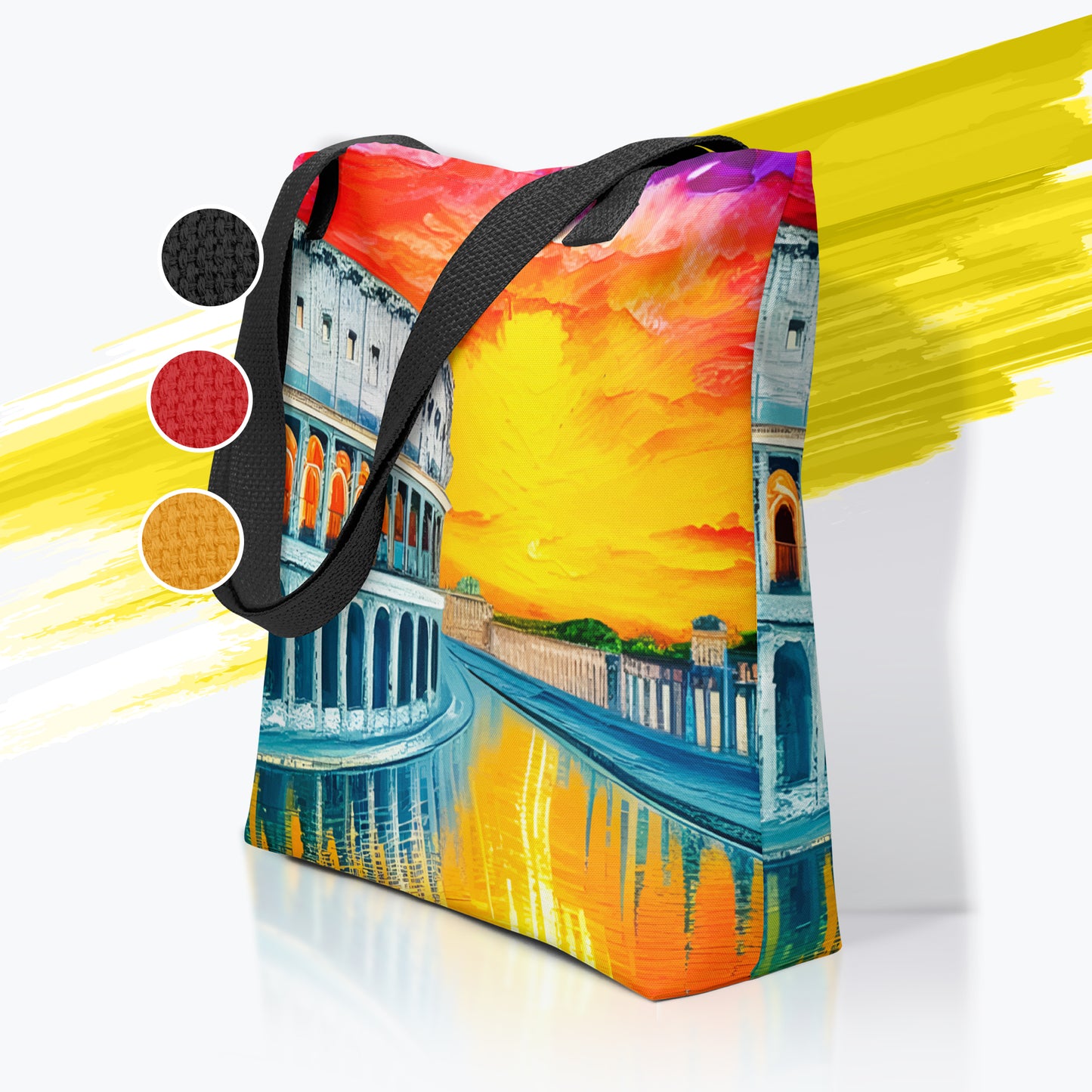 Large tote bag with cityscape painting - Rome | Seepu