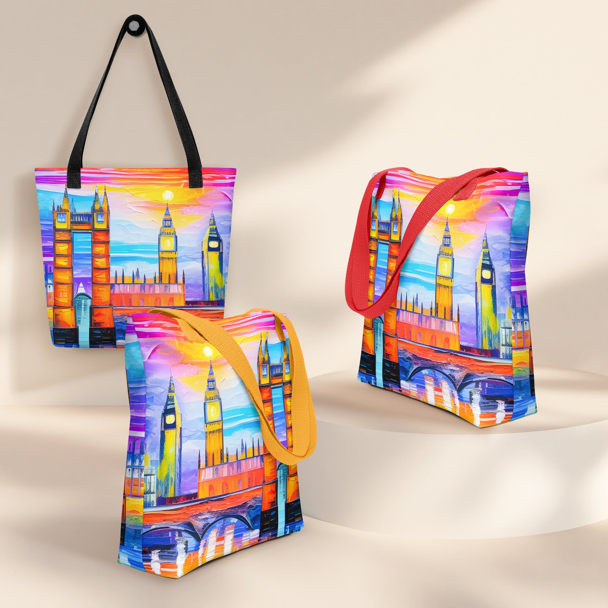 Large tote bag with cityscape painting - London | Seepu