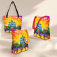 Large tote bag with cityscape painting - Sofia | Seepu