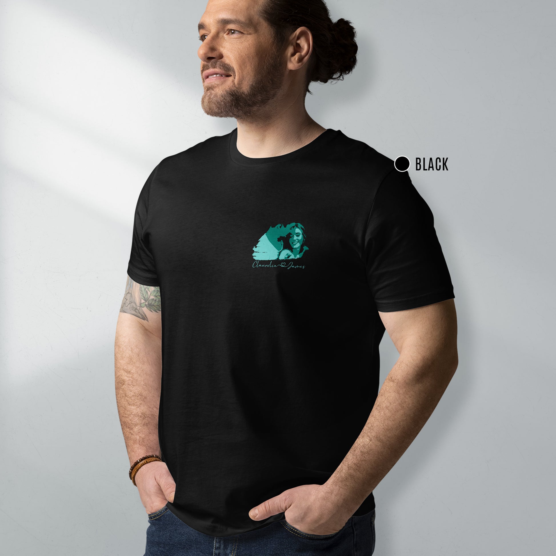 Personalized Men's T-Shirt - Small Portrait in Green | Seepu