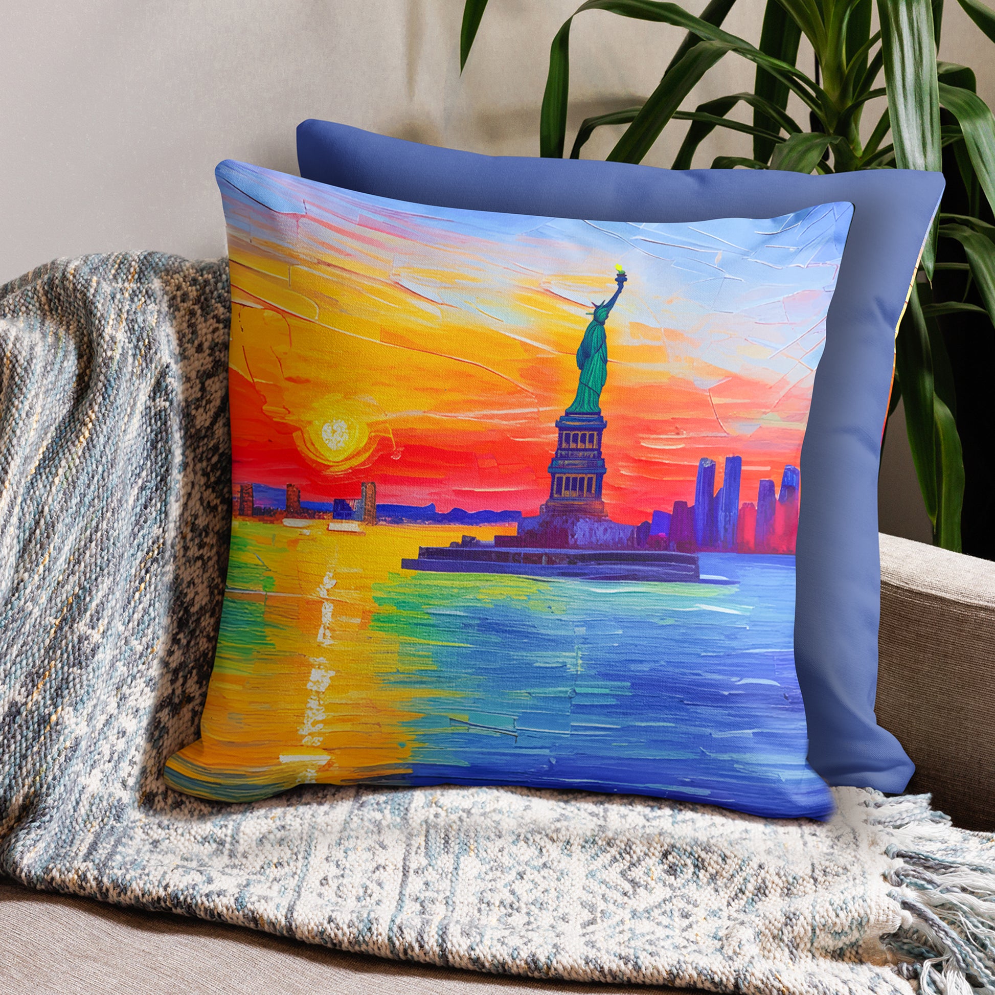 Premium Throw Pillow - New York | Add a pop of color and cozy texture to any space | Seepu