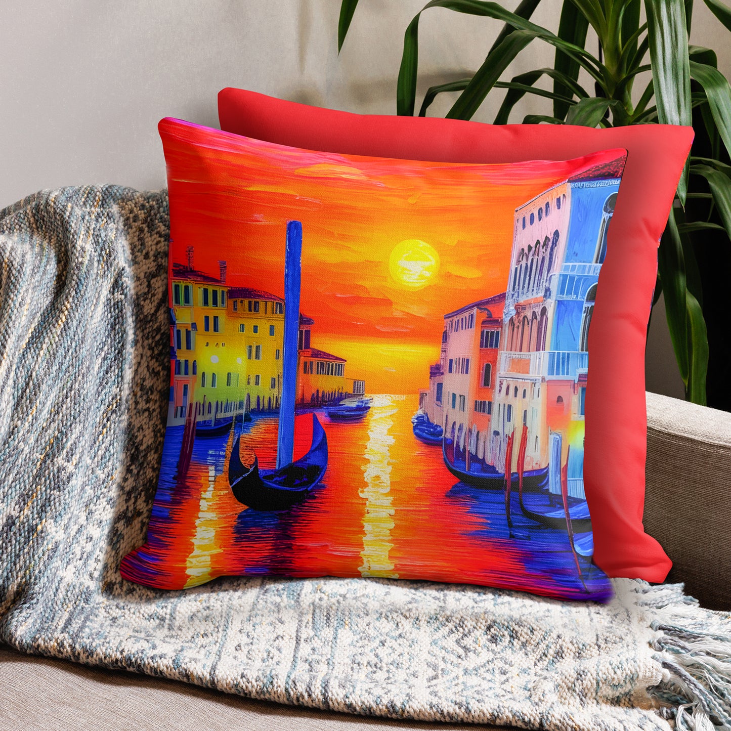 Premium Throw Pillow - Venice | Add a pop of color and cozy texture to any space | Seepu