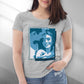 Personalized Women's T-Shirt in heather grey - Large Portrait in Blue | Seepu
