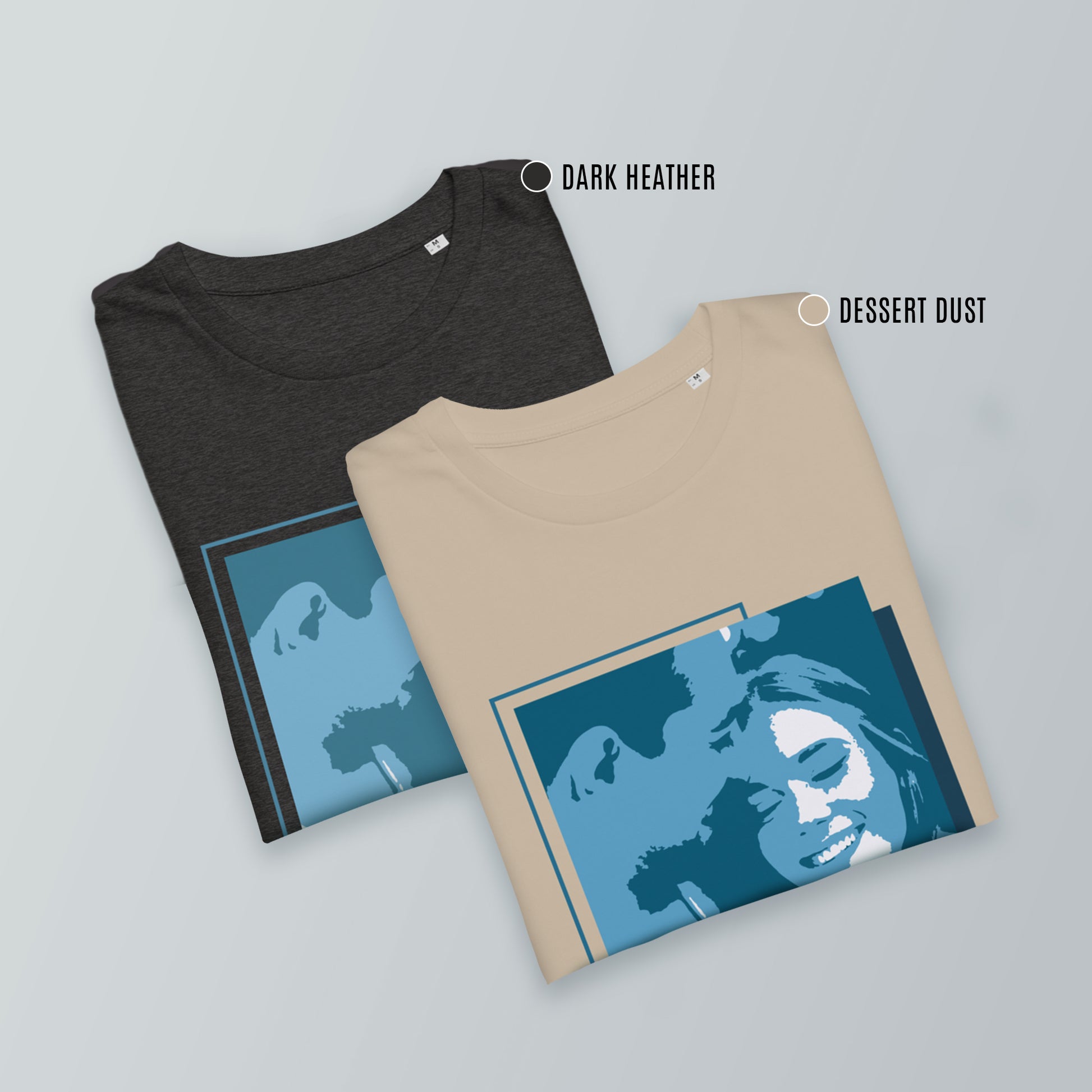 Personalized Men's T-Shirt in dark heather and dessert dust  - Blue Portrait | Seepu