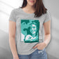 Personalized Women's T-Shirt in heather grey - Large Portrait in Green | Seepu