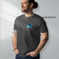 Personalized Men's T-Shirt in Dark Heather Grey - Small Portrait in Blue | Seepu