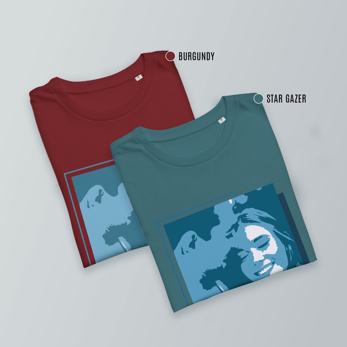 Personalized Men's T-Shirt in burgundy and star gazer- Blue Portrait | Seepu