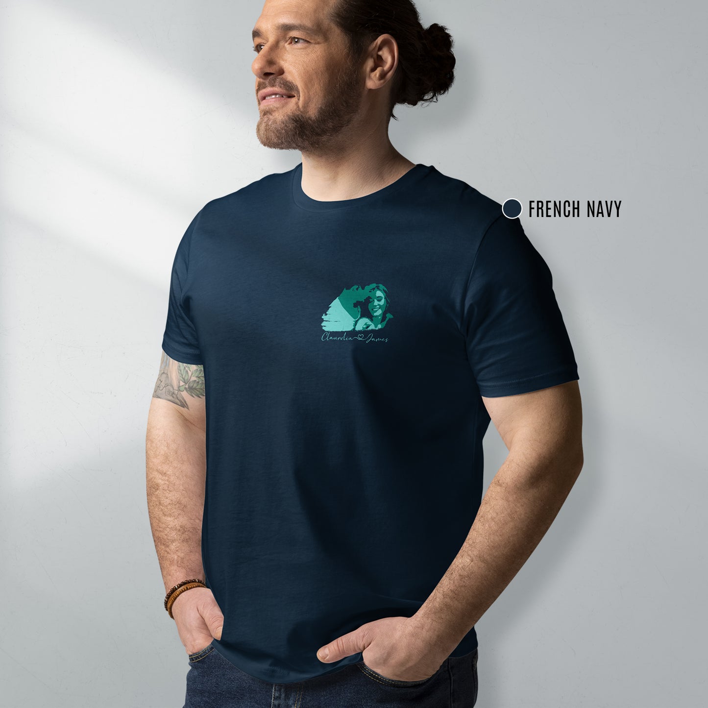 Personalized Men's T-Shirt - Small Portrait in Green | Seepu